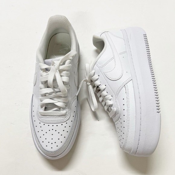 Nike Shoes - Nike Womens White Leather Court Vision Alta Platform Sneaker Size 7.5